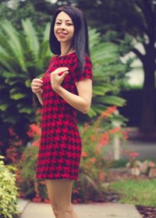 Short red-black dress goose legs with short sleeves