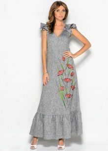 Grey mahaba linen dress sundress