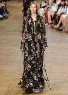 Boho black dress na may sleeves