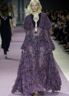 Boho dress na may high waist chiffon