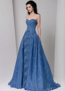 The fitted dress is blue