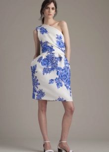 Summer fitted dress on one shoulder