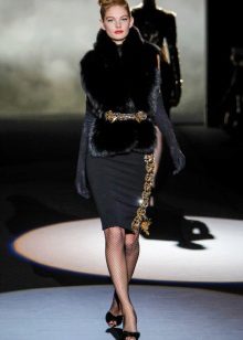 Fur vest sa black dress