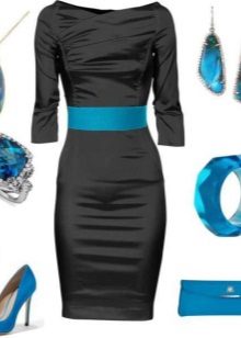 Blue alahas para sa itim na damit