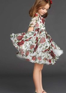 Summer dress para sa batang babae na may print chiffon