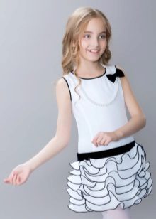 Eleganteng damit para sa batang babae na puti na may itim