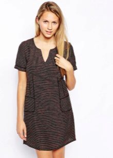cross-striped tweed dress