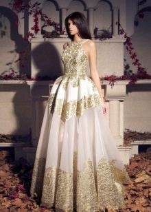 white and gold organza dress