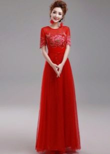 red organza dress to the floor