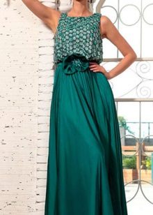 mahaba ang satin dress na may isang scaly bodice
