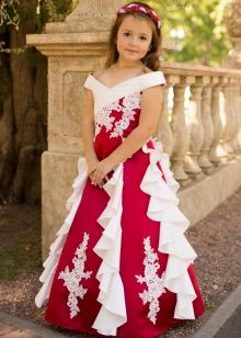 Red long dress para sa prom 4 class