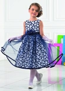 White to blue polka dot dress para sa prom 4 class