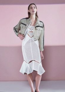 White midi dress na may jacket