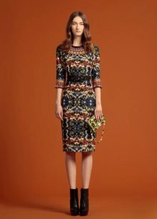 Midi dress tuwid na kulay
