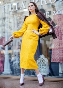 Leather jacket sa midi dress