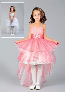 maikling harap mahaba likod prom pink na damit sa kindergarten