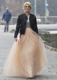 Long layered beige palda