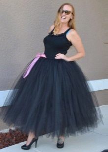 Itim na Layered Long Skirt