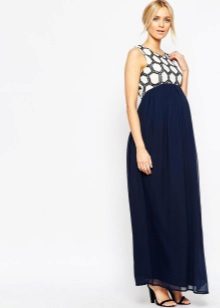 Blue elegant na damit para sa mga buntis na kababaihan