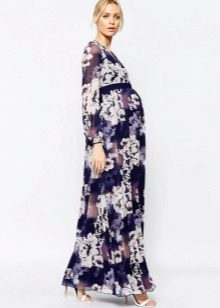 Eleganteng damit para sa mga buntis na kababaihan na may mahabang sleeves