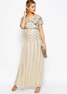 Beige Elegant Maternity Dress