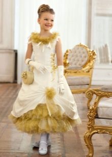 Chic New Year's Golden fluffy dress for a girl