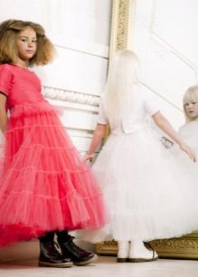 Chic designer fluffy midi-la girl dress