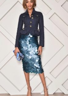 Bright pencil skirt with a high waist