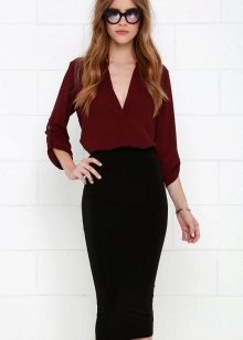 Pencil skirt with a high waist in a business style