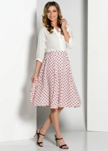 polka dot skirt na may nababanat