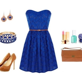 Blue lace dress na may accessories