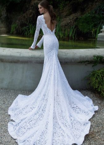 Wedding Dress na may Lace Train