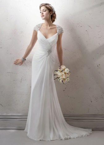 Mermaid Wedding Dress na may Saradong Balikat