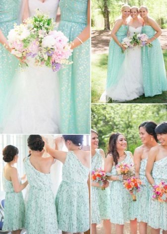 Mint dresses for bridesmaids of the same color