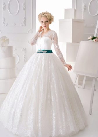 Blue Belt Wedding Dress