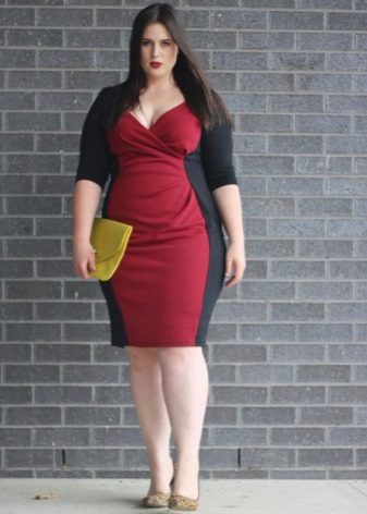 Pinagsamang Red at Black Full Sheath Dress
