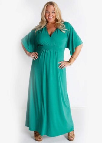 Long dress knit na damit para sa isang buong babae