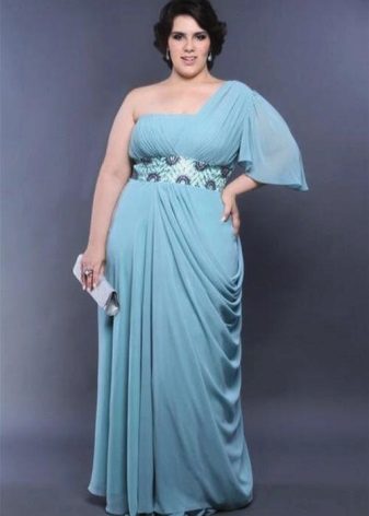 Gressky blue knit dress para sa isang buong batang babae