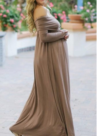 Long dress razletayk sa sahig para sa mga buntis na kababaihan