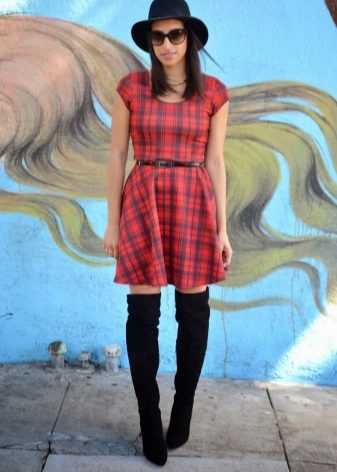Red check tartan dress