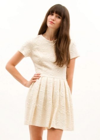White Pleated Printed Dress