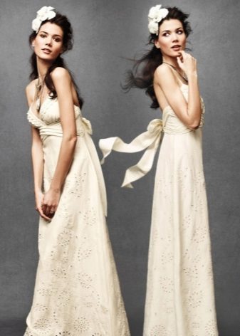 Boho linen dress sa sahig