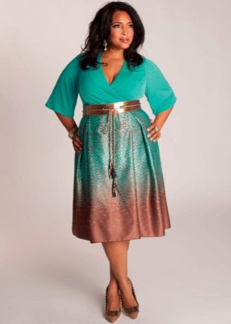 Two-tone midi skirt for obese women