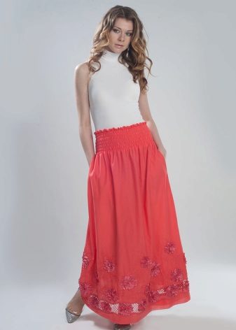Summer skirt na may malawak na nababanat na banda