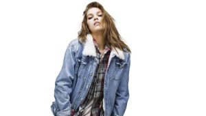 Denim jacket na may balahibo
