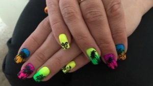 Orihinal na disenyo ng neon manicure