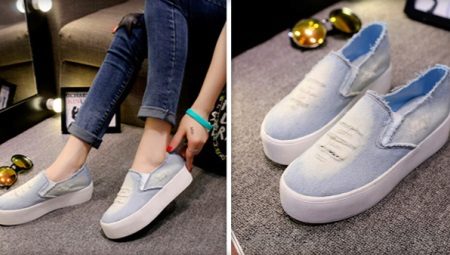 Denim slip-sa sneakers