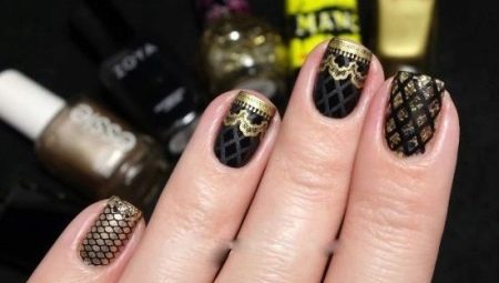 Black manicure na may ginto: mga naka-istilong ideya at diskarte