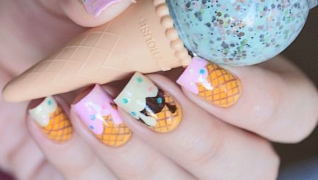  Creative manicure na may ice cream: disenyo at pamamaraan