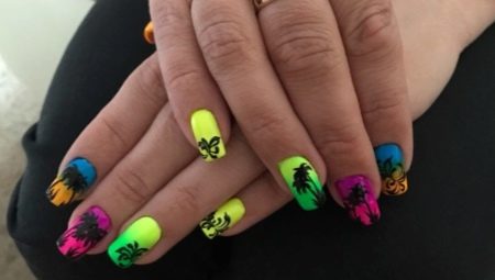 Orihinal na disenyo ng neon manicure